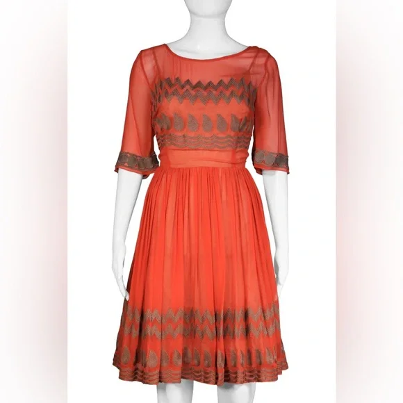 Tracy Reese Dresses | Tracy Reese Embroidered Orange Dress | Color: Orange | Size: 2 | Pm-58754943's Closet